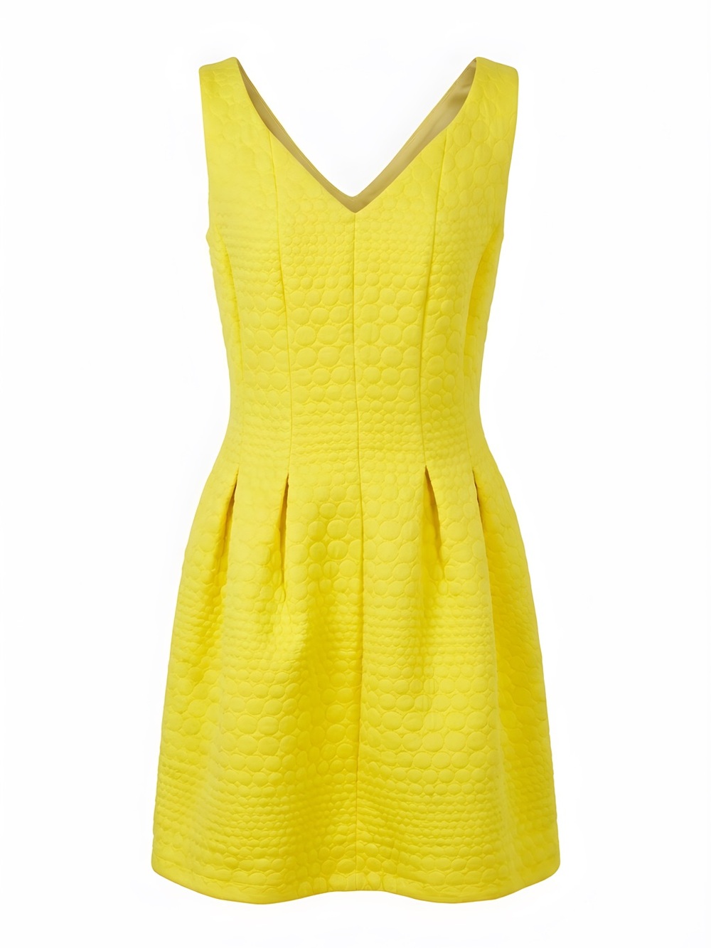 Taylor Sunny Yellow Textured V-Neck Mini Dress